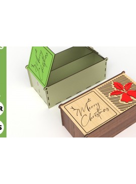 Σετ των 3 Intra απο ξύλο plywood 3mm-4mm πάχος Χριστουγεννιάτικο κουτί δώρου με διαχωριστικά, λέιζερ Δίασταση 3x3 cm INTRAFABR-82253517