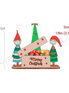 Σετ των 2 Intra απο ξύλο plywood 3mm-4mm πάχος Θήκη δώρου Χριστουγέννων με λέιζερ Δίασταση 15x15 cm INTRAFABR-109889553