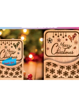 Σετ των 2 Intra απο ξύλο plywood 3mm-4mm πάχος Θήκη χριστουγεννιάτικων δώρων με λέιζερ CVG Δίασταση 15x15 cm INTRAFABR-104607494