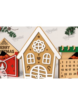 Σετ των 2 Intra απο ξύλο plywood 3mm-4mm πάχος λέιζερ με χριστουγεννιάτικες δωροκάρτες Δίασταση 15x15 cm INTRAFABR-108105235