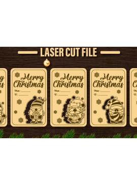 Σετ των 2 Intra απο ξύλο plywood 3mm-4mm πάχος κοπής με λέιζερ Χριστουγεννιάτικη δωροκάρτα Δίασταση 20x30 cm INTRAFABR-82710964