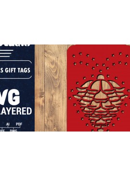 Σετ των 2 Intra απο ξύλο plywood 3mm-4mm πάχος Χριστουγεννιάτικη ετικέτα δώρου 3D Δίασταση 15x15 cm INTRAFABR-85554964