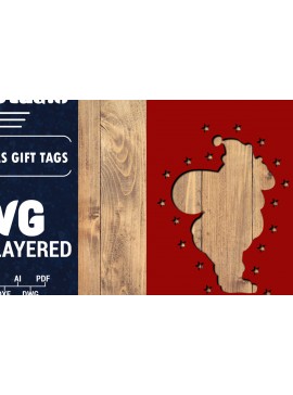 Σετ των 2 Intra απο ξύλο plywood 3mm-4mm πάχος Χριστουγεννιάτικη ετικέτα δώρου 3D Δίασταση 15x15 cm INTRAFABR-85584017