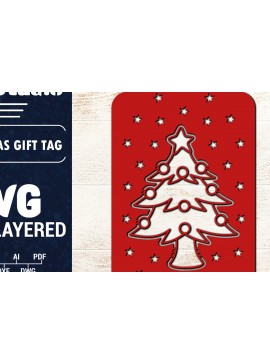 Σετ των 2 Intra απο ξύλο plywood 3mm-4mm πάχος Χριστουγεννιάτικη ετικέτα δώρου 3D Δίασταση 15x15 cm INTRAFABR-74384936