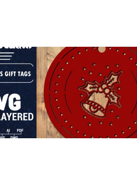 Σετ των 3 Intra απο ξύλο plywood 3mm-4mm πάχος Χριστουγεννιάτικη ετικέτα δώρου 3D Δίασταση 15x15 cm INTRAFABR-85638040