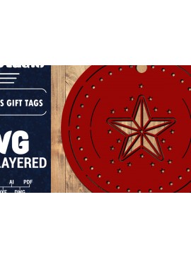 Σετ των 2 Intra απο ξύλο plywood 3mm-4mm πάχος Χριστουγεννιάτικη ετικέτα δώρου 3D Δίασταση 15x15 cm INTRAFABR-85638052