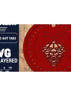 Σετ των 2 Intra απο ξύλο plywood 3mm-4mm πάχος Χριστουγεννιάτικη ετικέτα δώρου 3D Δίασταση 15x15 cm INTRAFABR-85638090