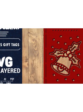 Σετ των 2 Intra απο ξύλο plywood 3mm-4mm πάχος Χριστουγεννιάτικη ετικέτα δώρου 3D Δίασταση 15x15 cm INTRAFABR-85651863