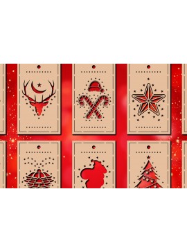 Σετ των 2 Intra απο ξύλο plywood 3mm-4mm πάχος Δώρο Χριστουγέννων 3D Cut  Δίασταση 15x15 cm INTRAFABR-85652017