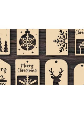Σετ των 2 Intra απο ξύλο plywood 3mm-4mm πάχος ετικετών δώρου Χριστουγέννων Δίασταση 15x15 cm INTRAFABR-74529528