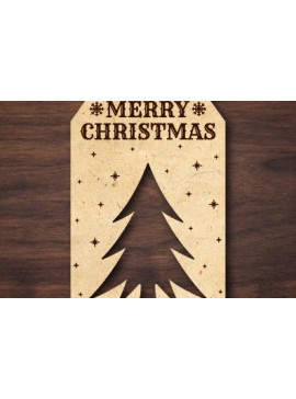 Σετ των 2 Intra απο ξύλο plywood 3mm-4mm πάχος Σχέδιο κοπής με λέιζερ ετικέτας δώρου Χριστουγέννων Δίασταση 15x15 cm INTRAFABR-79321470