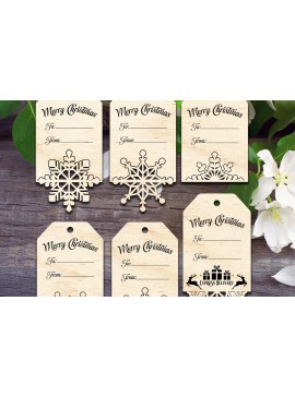 Σετ των 3 Intra απο ξύλο plywood 3mm-4mm πάχος Ετικέτες δώρων Χριστουγέννων Δίασταση 15x15 cm INTRAFABR-36375768