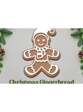 Σετ των 3 Intra απο ξύλο plywood 3mm-4mm πάχος Χριστουγεννιάτικο στολίδι με μελόψωμο με λέιζερ Δίασταση 8x8 cm INTRAFABR-81326287