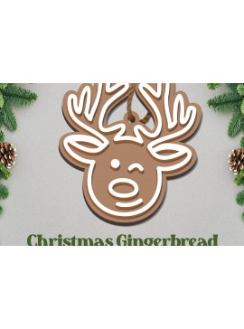 Σετ των 3 Intra απο ξύλο plywood 3mm-4mm πάχος Χριστουγεννιάτικο μελόψωμο στολίδι  Δίασταση 8x8 cm INTRAFABR-81326229