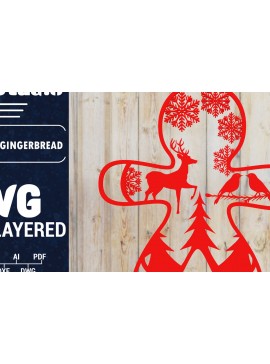 Σετ των 2 Intra απο ξύλο plywood 3mm-4mm πάχος Χριστουγεννιάτικου Gingerbread PaperCut Δίασταση 1500x1500 cm INTRAFABR-84603422