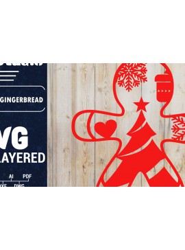 Σετ των 2 Intra απο ξύλο plywood 3mm-4mm πάχος Χριστουγεννιάτικου Gingerbread PaperCut Δίασταση 1500x1500 cm INTRAFABR-84603398