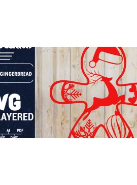 Σετ των 2 Intra απο ξύλο plywood 3mm-4mm πάχος Χριστουγεννιάτικου Gingerbread PaperCut Δίασταση 1500x1500 cm INTRAFABR-84603401