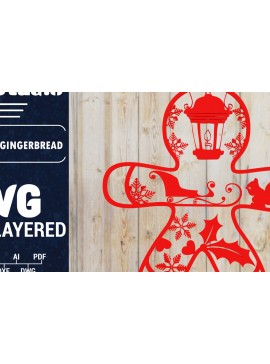 Σετ των 2 Intra απο ξύλο plywood 3mm-4mm πάχος Χριστουγεννιάτικου Gingerbread PaperCut Δίασταση 1500x1500 cm INTRAFABR-84603412