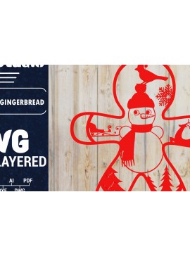 Σετ των 2 Intra απο ξύλο plywood 3mm-4mm πάχος Χριστουγεννιάτικου Gingerbread PaperCut Δίασταση 1500x1500 cm INTRAFABR-84603418