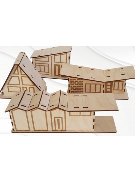 Σετ των 3 Intra απο ξύλο plywood 3mm-4mm πάχος Χριστουγεννιάτικο Glitter House Σχεδιασμός Δίασταση 15x15 cm INTRAFABR-83249520