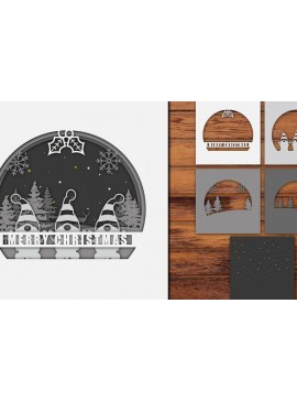 Σετ των 2 Intra απο ξύλο plywood 3mm-4mm πάχος Χριστουγεννιάτικο Gnome 3D Layered Paper Cut Δίασταση 25x25 cm INTRAFABR-21654289