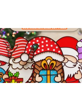 Intra απο ξύλο plywood 3mm-4mm πάχος Christmas Gnome 3D || ΔΕΜΑ || Δίασταση 40x40 cm INTRAFABR-75745478