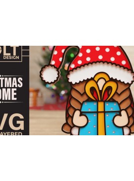 Σετ των 2 Intra απο ξύλο plywood 3mm-4mm πάχος Christmas Gnome 3D Multilayered Cut Δίασταση 40x40 cm INTRAFABR-75745327