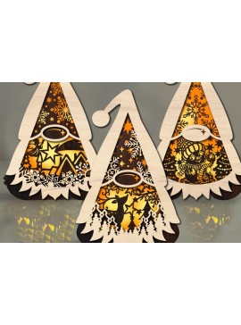 Σετ των 3 Intra απο ξύλο plywood 3mm-4mm πάχος Κηροπήγια Χριστουγεννιάτικο Gnome Δίασταση 2x2 cm INTRAFABR-109336254