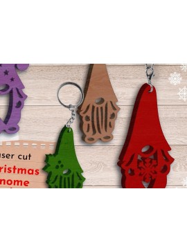 Σετ των 3 Intra απο ξύλο plywood 3mm-4mm πάχος κοπής με λέιζερ Christmas Gnome Keychains Δίασταση 6x6 cm INTRAFABR-79382204