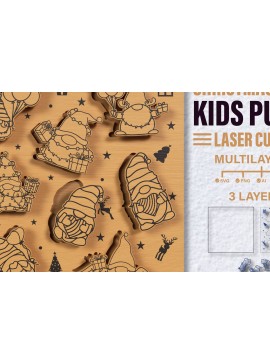 Intra απο ξύλο plywood 3mm-4mm πάχος Christmas Gnome Kids Puzzle Δίασταση 20x30 cm INTRAFABR-81903804