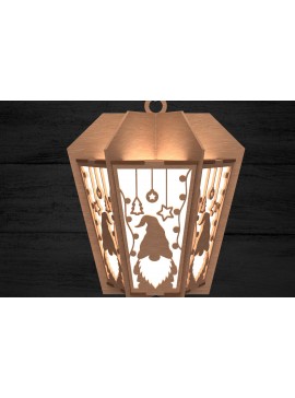 Intra απο ξύλο plywood 3mm-4mm πάχος Χριστουγεννιάτικο Gnome Φανάρι με λέιζερ Δίασταση 30x20 cm INTRAFABR-108902753