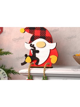 Σετ των 2 Intra απο ξύλο plywood 3mm-4mm πάχος Σχέδιο κοπής με λέιζερ Χριστουγεννιάτικο Gnome Δίασταση 15x15 cm INTRAFABR-109278148