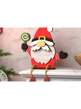 Σετ των 2 Intra απο ξύλο plywood 3mm-4mm πάχος Σχέδιο κοπής με λέιζερ Χριστουγεννιάτικο Gnome Δίασταση 15x15 cm INTRAFABR-109277046