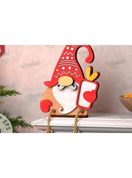 Σετ των 2 Intra απο ξύλο plywood 3mm-4mm πάχος Σχέδιο κοπής με λέιζερ Χριστουγεννιάτικο Gnome Δίασταση 15x15 cm INTRAFABR-109277255