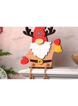 Σετ των 2 Intra απο ξύλο plywood 3mm-4mm πάχος Σχέδιο κοπής με λέιζερ Χριστουγεννιάτικο Gnome Δίασταση 15x15 cm INTRAFABR-109277440