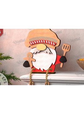 Σετ των 2 Intra απο ξύλο plywood 3mm-4mm πάχος Σχέδιο κοπής με λέιζερ Χριστουγεννιάτικο Gnome Δίασταση 15x15 cm INTRAFABR-109278059