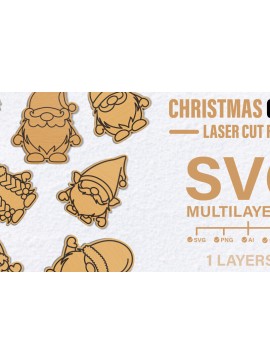 Intra απο ξύλο plywood 3mm-4mm πάχος κοπής με λέιζερ Christmas Gnome Δίασταση 20x30 cm INTRAFABR-82242053