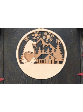 Σετ των 3 Intra απο ξύλο plywood 3mm-4mm πάχος Χριστουγεννιάτικο στολίδι με κομμένο λέιζερ Gnome Δίασταση 8x8 cm INTRAFABR-106791281