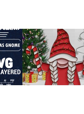 Σετ των 2 Intra απο ξύλο plywood 3mm-4mm πάχος Χριστουγεννιάτικο Gnome πολυστρωματικό χαρτί κοπής Δίασταση 1500x1500 cm INTRAFABR-74041835