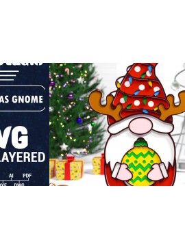 Σετ των 3 Intra απο ξύλο plywood 3mm-4mm πάχος Χριστουγεννιάτικο Gnome Multilayered PaperCut Δίασταση 1500x1500 cm INTRAFABR-75652783