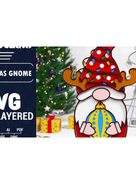 Σετ των 2 Intra απο ξύλο plywood 3mm-4mm πάχος Χριστουγεννιάτικο Gnome Multilayered PaperCut Δίασταση 1500x1500 cm INTRAFABR-75652788