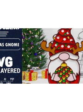 Σετ των 2 Intra απο ξύλο plywood 3mm-4mm πάχος Χριστουγεννιάτικο Gnome Multilayered PaperCut Δίασταση 1500x1500 cm INTRAFABR-75652799