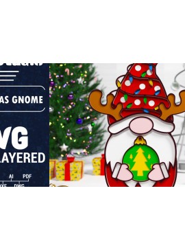 Σετ των 2 Intra απο ξύλο plywood 3mm-4mm πάχος Χριστουγεννιάτικο Gnome Multilayered PaperCut Δίασταση 1500x1500 cm INTRAFABR-75687533