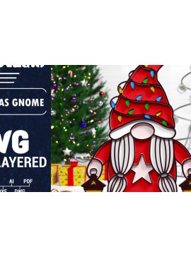 Σετ των 2 Intra απο ξύλο plywood 3mm-4mm πάχος Χριστουγεννιάτικο Gnome Multilayered PaperCut Δίασταση 1500x1500 cm INTRAFABR-75347997