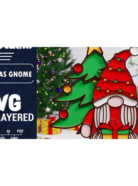 Σετ των 2 Intra απο ξύλο plywood 3mm-4mm πάχος Χριστουγεννιάτικο Gnome Multilayered PaperCut Δίασταση 1500x1500 cm INTRAFABR-75348001