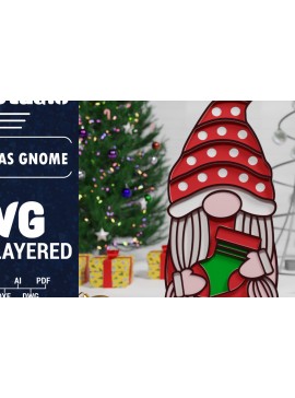 Σετ των 2 Intra απο ξύλο plywood 3mm-4mm πάχος Χριστουγεννιάτικο Gnome Multilayered PaperCut Δίασταση 1500x1500 cm INTRAFABR-75511492