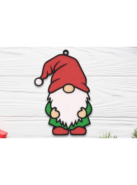 Σετ των 3 Intra απο ξύλο plywood 3mm-4mm πάχος Χριστουγεννιάτικο στολίδι gnome Δίασταση 8x8 cm INTRAFABR-109510300