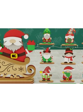 Σετ των 2 Intra απο ξύλο plywood 3mm-4mm πάχος Χριστουγεννιάτικων καλικάντζων | Επιτραπέζιο ειδώλιο Δίασταση 15x15 cm INTRAFABR-106665539