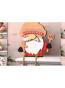 Σετ των 2 Intra απο ξύλο plywood 3mm-4mm πάχος Δέσμη κοπής με λέιζερ Christmas Gnomes Δίασταση 15x15 cm INTRAFABR-109352070