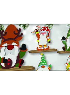 Σετ των 3 Intra απο ξύλο plywood 3mm-4mm πάχος Cut Christmas Gnomes  Δίασταση 15x15 cm INTRAFABR-109700112
